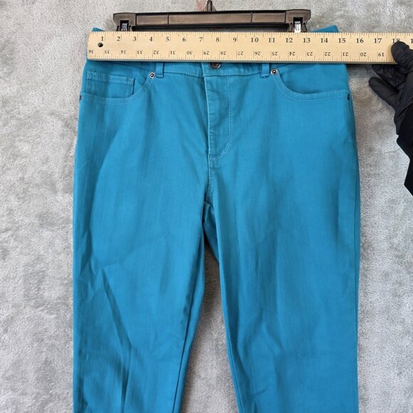 Chicos So Slimming Jeans Womens 6 Blue Stretch Straight Leg Ankle Zipper Pants - Picture 3 of 11